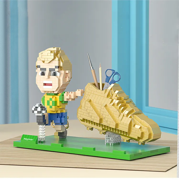 Briques de construction type LEGO : ballon, chaussures et joueurs de football foot