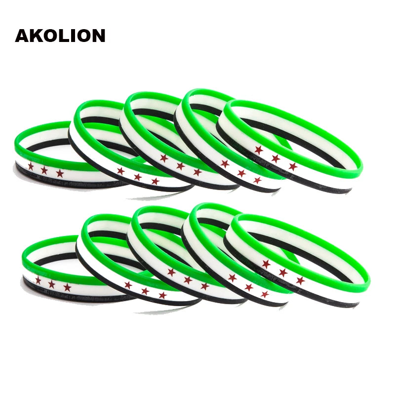 1pc Syria Flag Silicone Rubber Bracelets Sports Wrist Band Bangle for Women Men 1pcs FB-0003