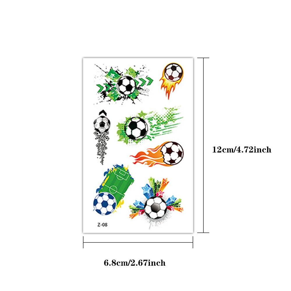 10pcs Basketball Soccer Kids Cute Waterproof Temporary Tattoo Sticker Football Body Art Child Face Arm Fake Tattoos Women Men