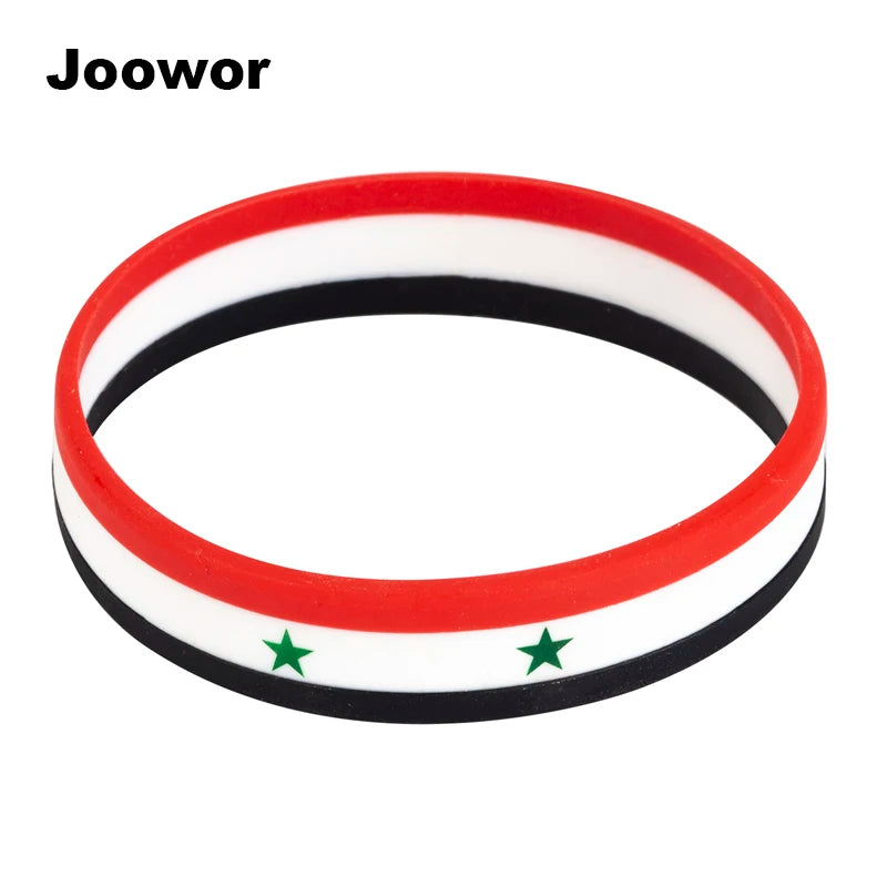 1pc Syria Flag Silicone Rubber Bracelets Sports Wrist Band Bangle for Women Men 1pcs FB-0003