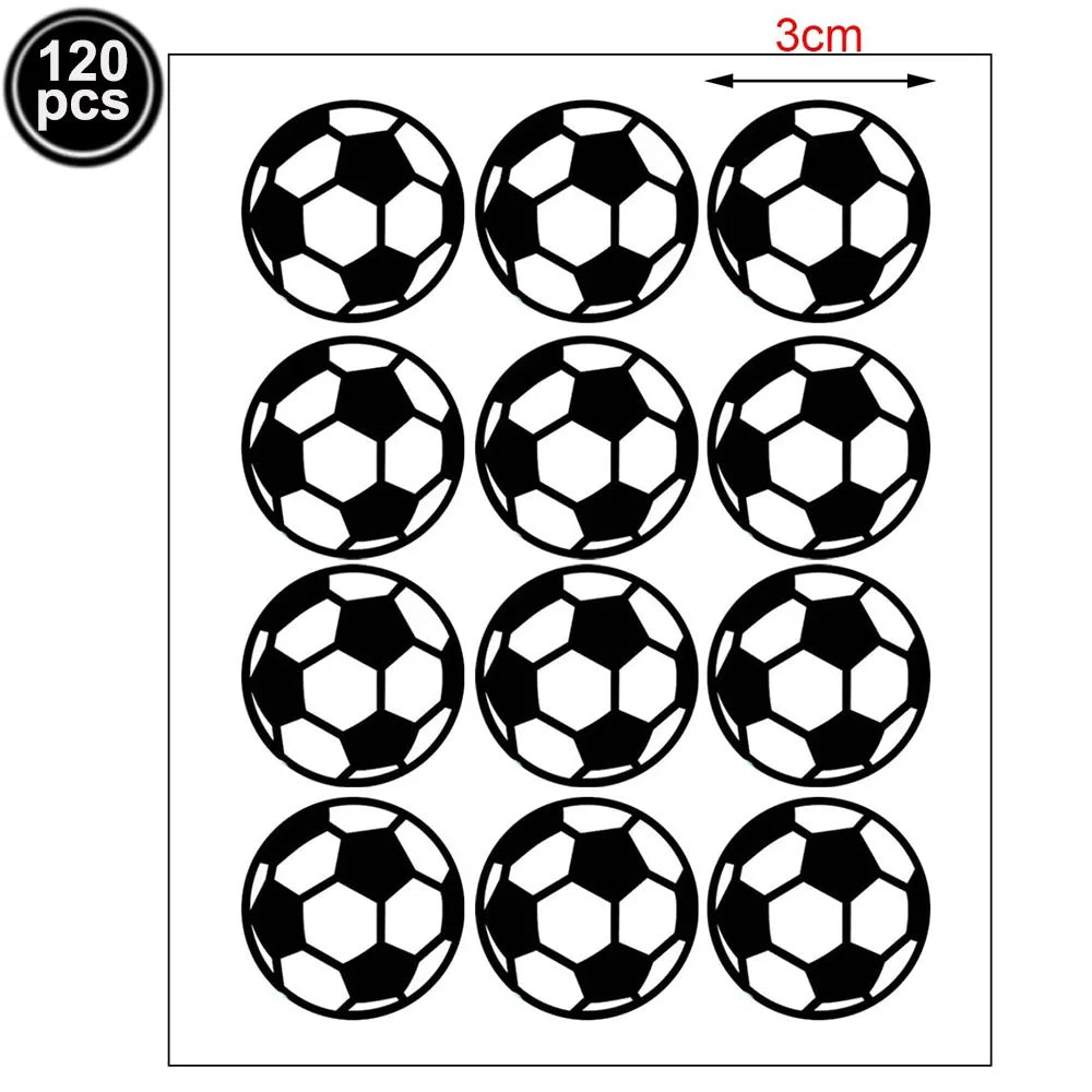 120pcs Soccer Stickers Labels for Paper Bags Helmet Scrapbooking Football Party Favors for Kids Sports Soccer Party Decorations