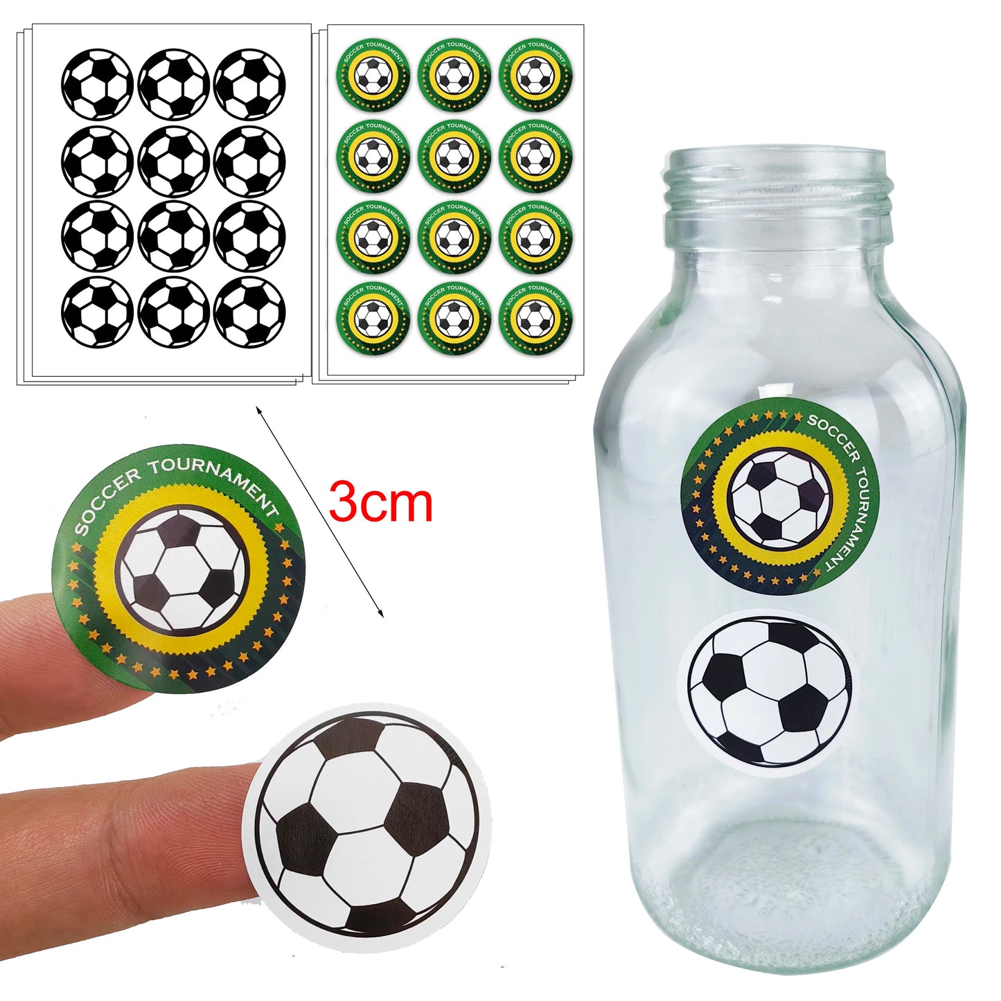 120pcs Soccer Stickers Labels for Paper Bags Helmet Scrapbooking Football Party Favors for Kids Sports Soccer Party Decorations