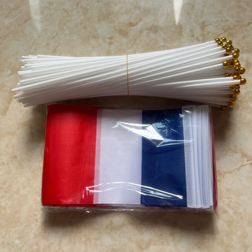 14 * 21cm FR France flags, festivals, celebrations French hands wave the national flag