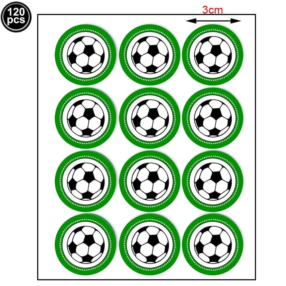 120pcs Soccer Stickers Labels for Paper Bags Helmet Scrapbooking Football Party Favors for Kids Sports Soccer Party Decorations