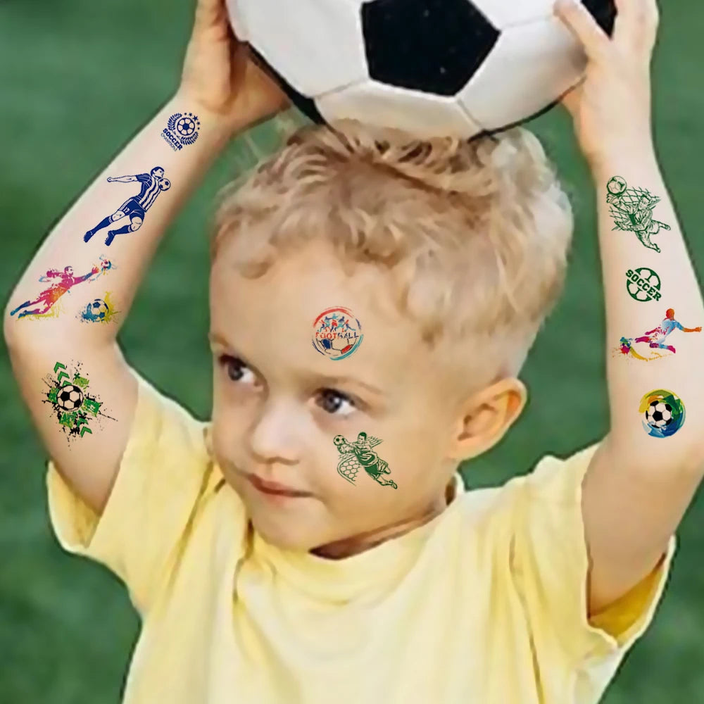 10pcs Basketball Soccer Kids Cute Waterproof Temporary Tattoo Sticker Football Body Art Child Face Arm Fake Tattoos Women Men