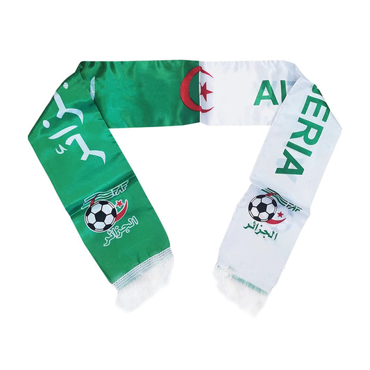 Écharpe Personnalisée Algérie – Satin 14x130 cm – Supporter Équipe de Football