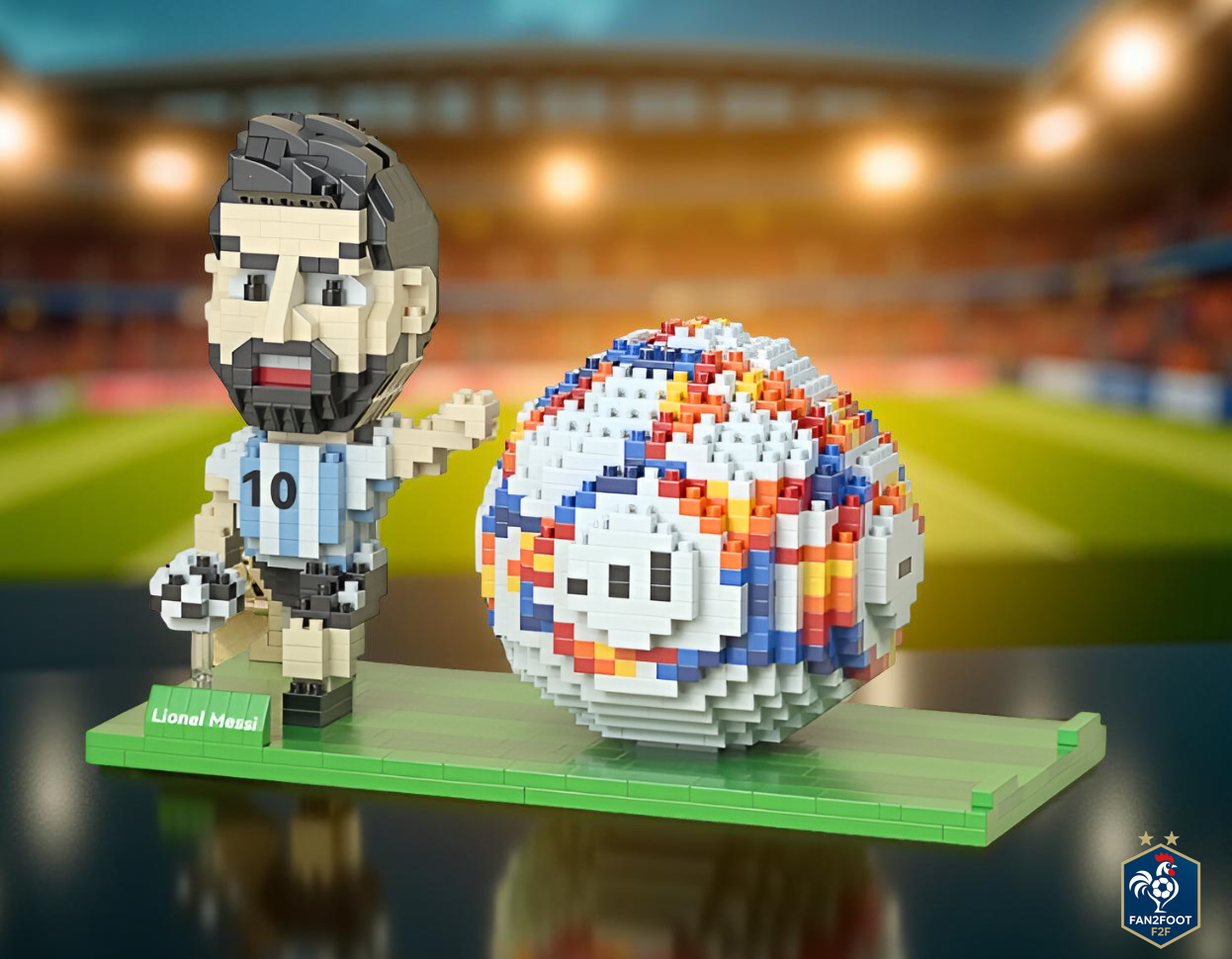 Football Set in Building Bricks (Lego Compatible) to Assemble Messi / Ronaldo / Neymar Jr / Mbappé / Ball, Shoes and Football Players in 3D Model / Phone Holder / Desk / Pencil Holder / Decoration / Birthday