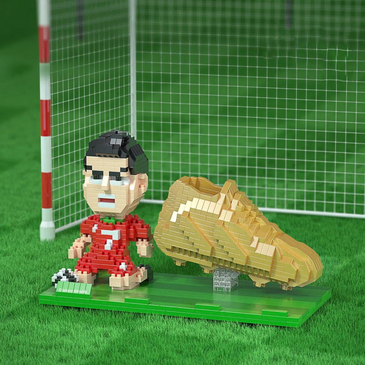 Football Set in Building Bricks (Lego Compatible) to Assemble Messi / Ronaldo / Neymar Jr / Mbappé / Ball, Shoes and Football Players in 3D Model / Phone Holder / Desk / Pencil Holder / Decoration / Birthday