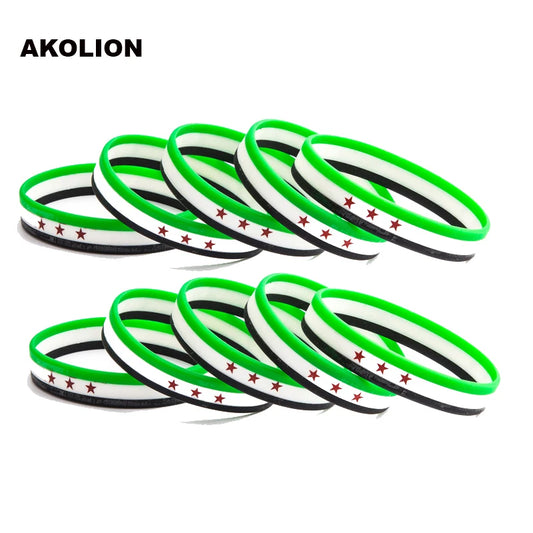 1pc Syria Flag Silicone Rubber Bracelets Sports Wrist Band Bangle for Women Men 1pcs FB-0003