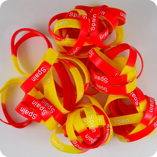 Lot de 25 Bracelets Silicone Équipe d’Espagne – 18 cm x 12 mm – Accessoire Sport, Fête, Mode – Football & Basketball
