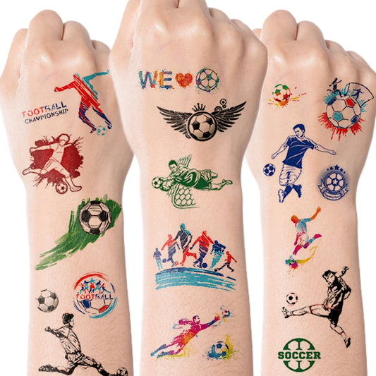 10pcs Basketball Soccer Kids Cute Waterproof Temporary Tattoo Sticker Football Body Art Child Face Arm Fake Tattoos Women Men