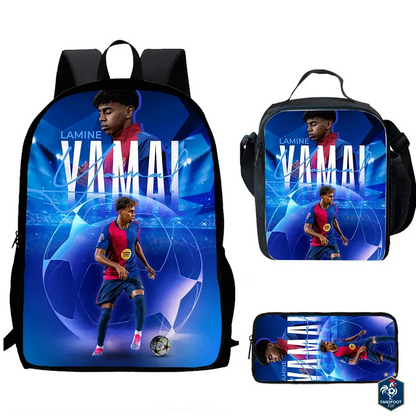 Ensemble Cartable Enfant 3 Pièces – Sac à Dos, Sac Repas, Trousse foot