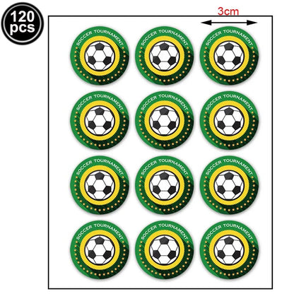 120pcs Soccer Stickers Labels for Paper Bags Helmet Scrapbooking Football Party Favors for Kids Sports Soccer Party Decorations