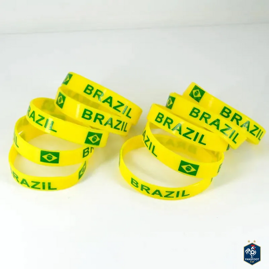 Lot de 25 Bracelets en Silicone Brésil foot
